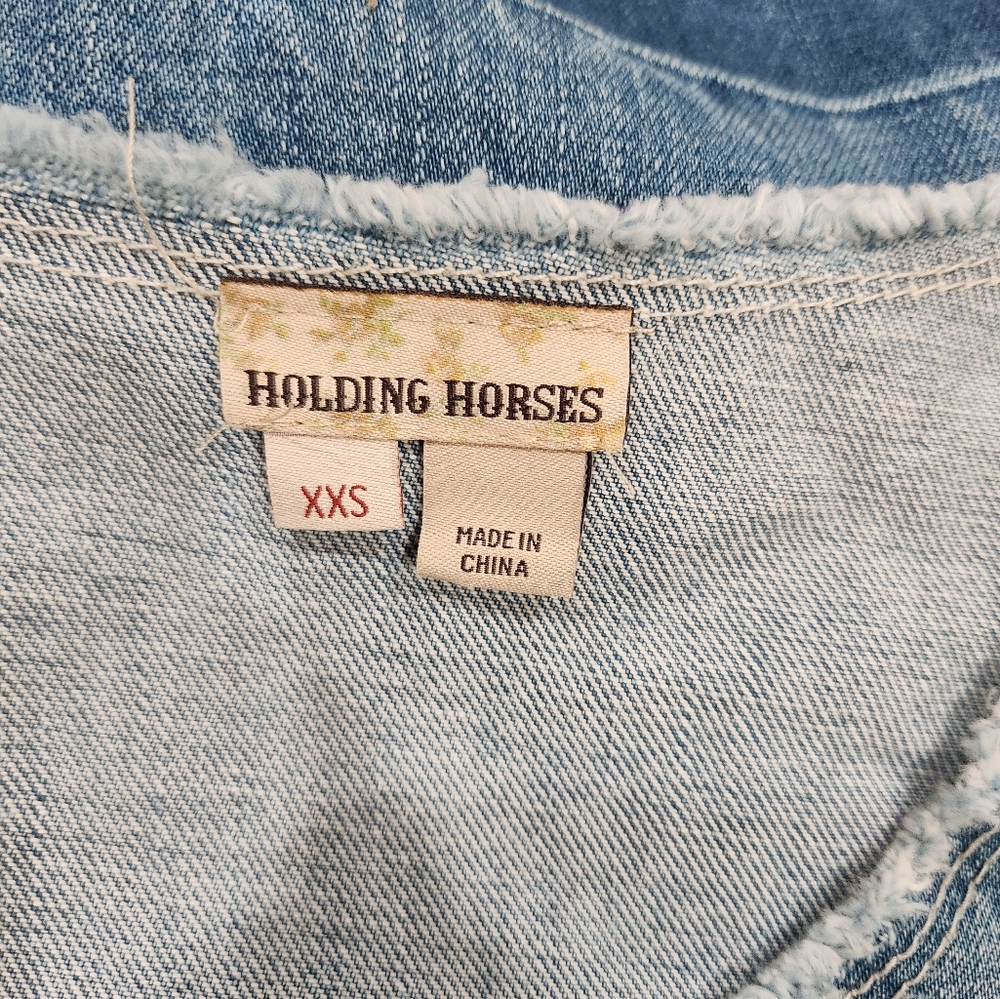 Holding Horses Blue Denim Leaves Shift Dress - Picture 6 of 6